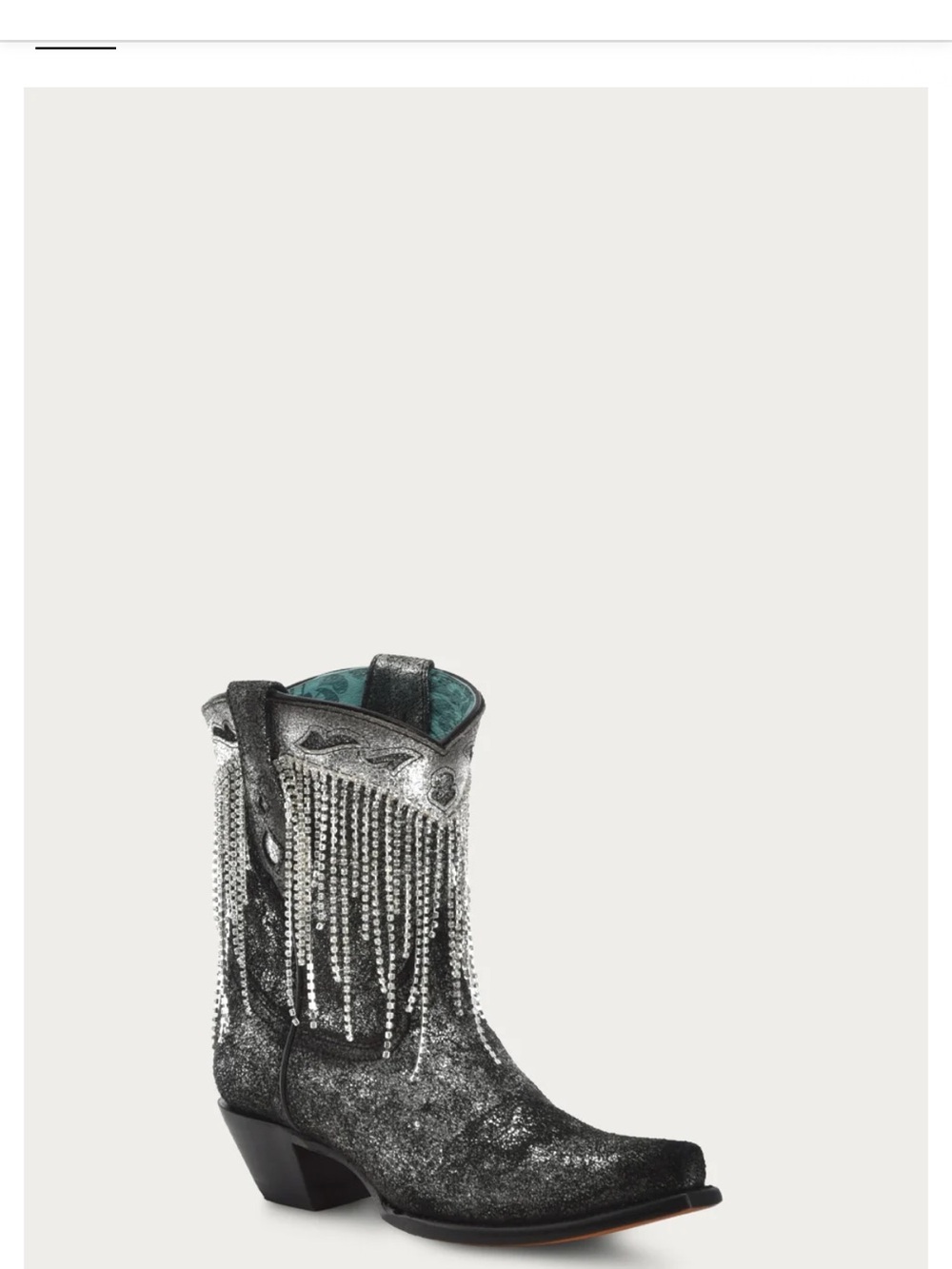 Women’s Silver Crystal Fringe Western Ankle Boots